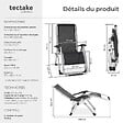 TECTAKE - Chaise longue pliable CLOUD réglable en continu gris clair - vignette