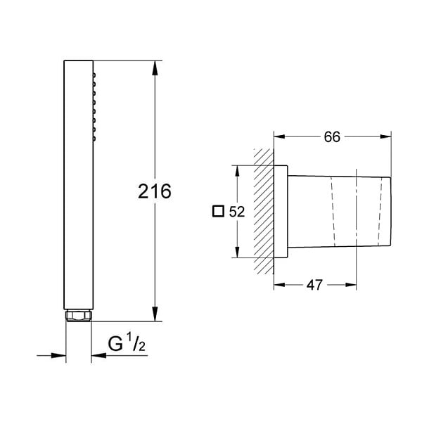 GROHE - Douchette 1 jet Vitalio Joy Cube Stick chromé avec flexible 150 et support carré - large