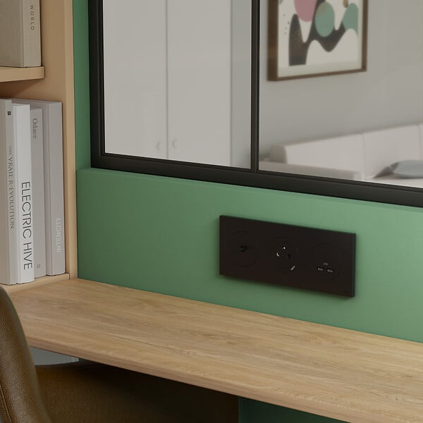 SCHNEIDER - Plaque 3 postes, Noir onyx, Odace - large