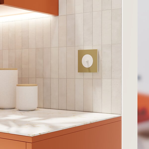 SCHNEIDER - Plaque métal 1 poste effet Laiton support blanc, Odace - large