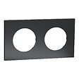 SCHNEIDER - Plaque métal 2 postes effet Perle Noire support noir, Odace - vignette