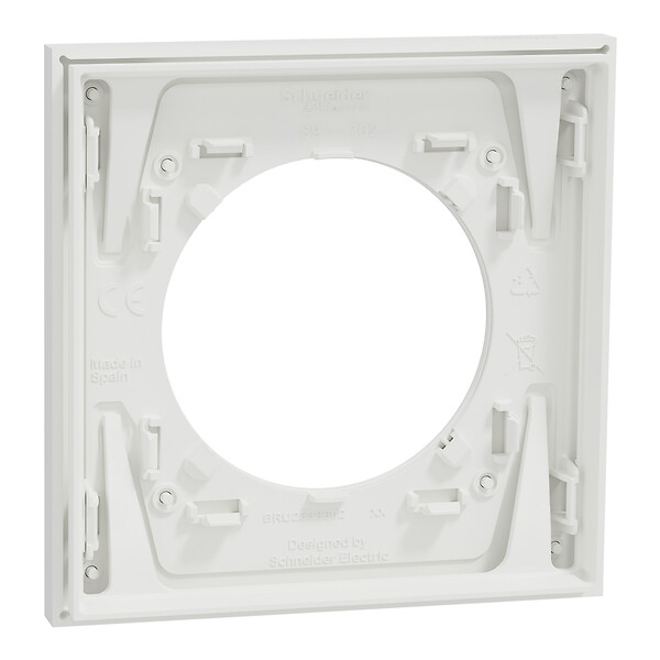SCHNEIDER - Plaque métal 1 poste effet Céramique Blanc support blanc, Odace - large