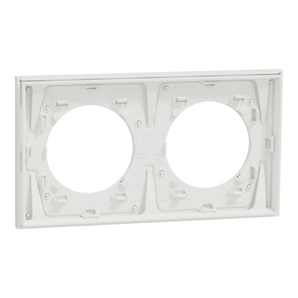 SCHNEIDER - Plaque métal 2 poste effet Céramique Blanc support blanc, Odace - large