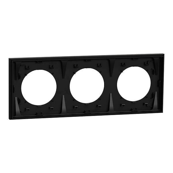SCHNEIDER - Plaque 3 postes, Noir onyx, Odace - large