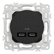 SCHNEIDER - Chargeur double USB-C 21W Power Delivery, noir , Odace - vignette