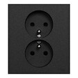 SCHNEIDER - Prise 2P+T double fixable sur boîte encastrement simple, griffes, noir, Odace - vignette