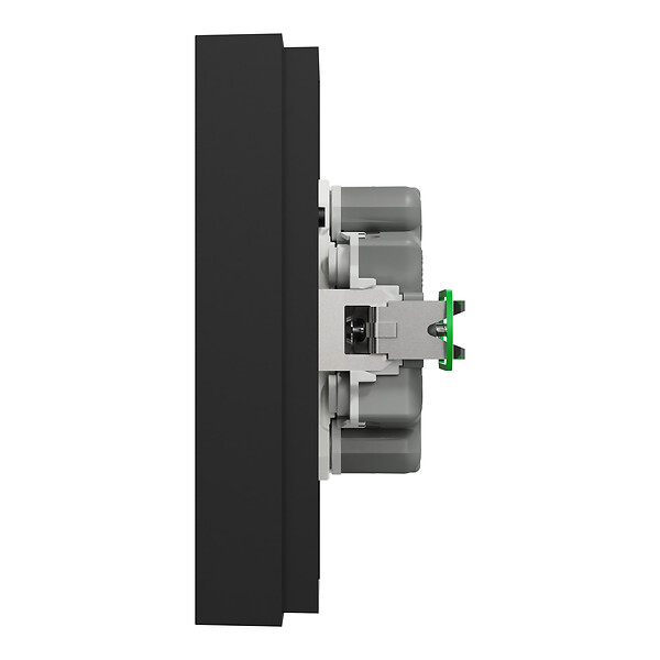 SCHNEIDER - Prise 2P+T double fixable sur boîte encastrement simple, griffes, noir, Odace - large