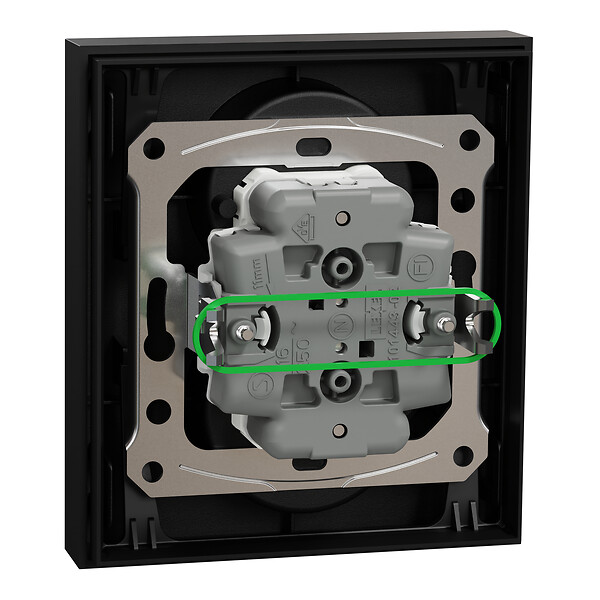 SCHNEIDER - Prise 2P+T double fixable sur boîte encastrement simple, griffes, noir, Odace - large