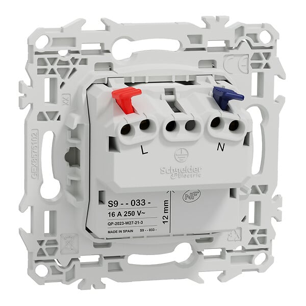 SCHNEIDER - Prise 2P affleurante, bornes automatiques, blanc, Odace - large