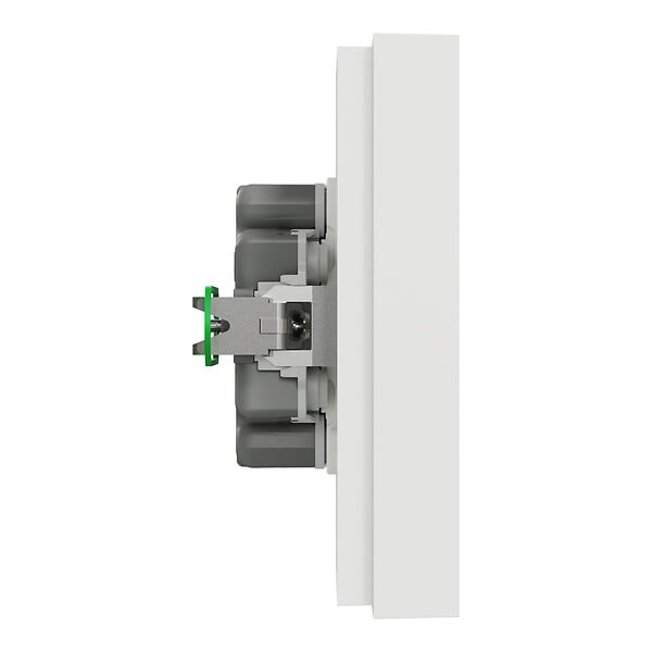 SCHNEIDER - Prise 2P+T double fixable sur boîte encastrement simple, griffes, blanc , Odace - large