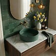 CERAMIA - Ceramia Vasque à poser ronde 36 cm hauteur 12,5 cm sans trop-plein vert mat PixL (CEPX3636GEM) - vignette