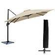 HAPPY GARDEN - Parasol déporté MOLOKAI carré 3x3m beige + housse - vignette