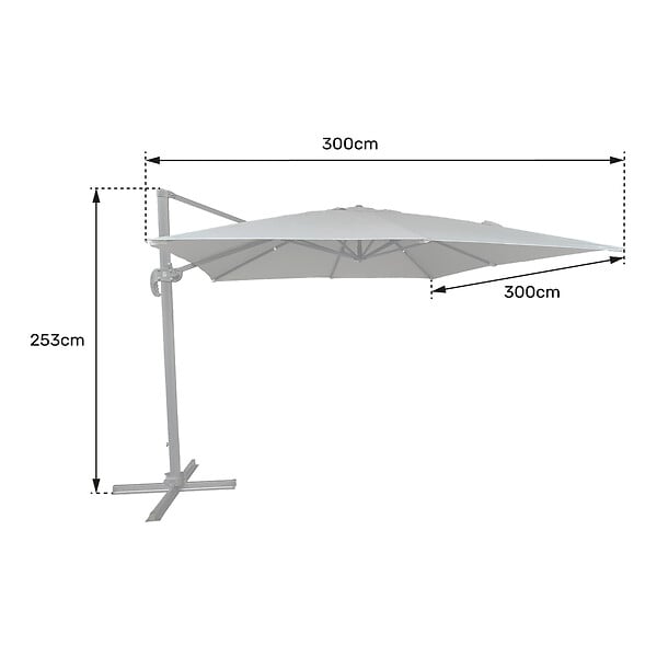 HAPPY GARDEN - Parasol déporté MOLOKAI carré 3x3m beige + housse - large