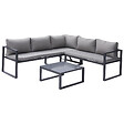 HAPPY GARDEN - Salon de jardin modulable IBIZA en tissu gris 4 places - aluminium anthracite - vignette