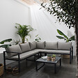 HAPPY GARDEN - Salon de jardin modulable IBIZA en tissu gris 4 places - aluminium anthracite - vignette