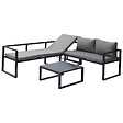 HAPPY GARDEN - Salon de jardin modulable IBIZA en tissu gris 4 places - aluminium anthracite - vignette
