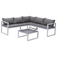 HAPPY GARDEN - Salon de jardin modulable IBIZA en tissu gris 4 places - aluminium blanc - vignette