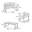 HAPPY GARDEN - Salon de jardin IBIZA en tissu bleu 4 places - aluminium blanc - vignette