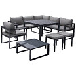HAPPY GARDEN - Salon de jardin modulable IBIZA en tissu gris 7 places - aluminium anthracite - vignette