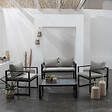 HAPPY GARDEN - Salon de jardin IBIZA en tissu gris 4 places - aluminium anthracite - vignette