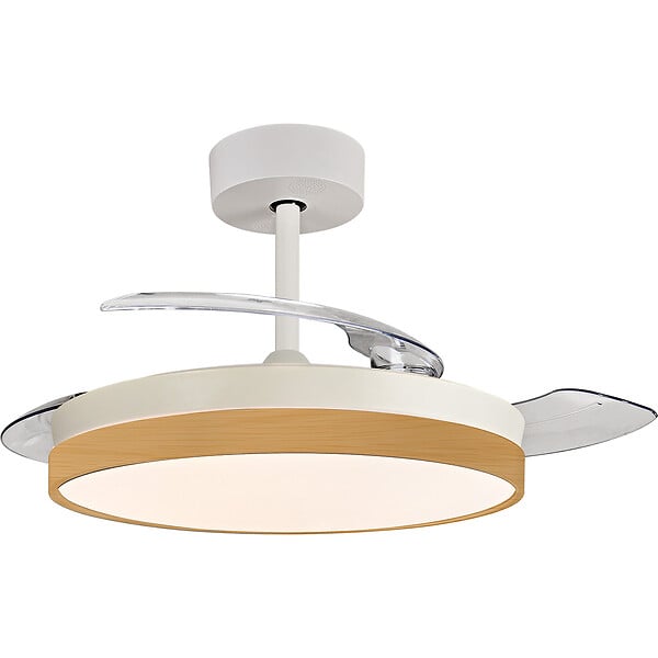 VOLTMAN - Ventilateur de plafond + éclairage + pâles rétractables Ø91 cm - blanc - Voltman - large
