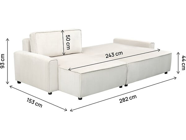 HABITAT ET JARDIN - Canapé d'angle convertible et reversible en velours côtelé "Montaigne" - 3 places  - Beige - large