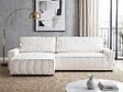HABITAT ET JARDIN - Canapé d'angle convertible et reversible en velours côtelé "Montaigne" - 3 places  - Beige - vignette