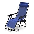 VOUNOT - Chaise longue inclinable en textilene avec porte gobelet et portable bleue Lot de 2 Pcs - vignette