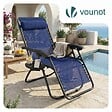 VOUNOT - Chaise longue inclinable en textilene avec porte gobelet et portable bleue Lot de 2 Pcs - vignette