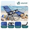 VOUNOT - Chaise longue inclinable en textilene avec porte gobelet et portable bleue Lot de 2 Pcs - vignette