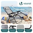 VOUNOT - Chaise longue inclinable en textilene avec porte gobelet et portable gris - vignette