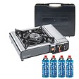 KEMPER - Réchaud à gaz portable 2200W INOX + 4 cartouches de gaz + Malette de transport Cuisson Extérieure Camping Van Trek KEMPER - vignette