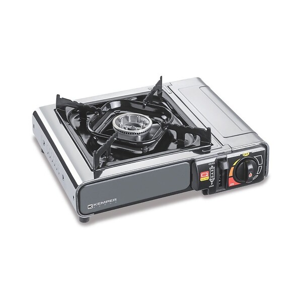 KEMPER - Réchaud à gaz portable 2200W INOX + 4 cartouches de gaz + Malette de transport Cuisson Extérieure Camping Van Trek KEMPER - large