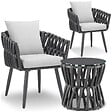 TECTAKE - Ensemble salon de jardin 2 places table chaises rope gris anthracite coussins déperlants aluminium verre mobilier extérieur terrasse - vignette