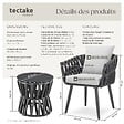 TECTAKE - Ensemble salon de jardin Lugano anthracite table chaise aluminium résine tressée coussins épais mobilier terrasse extérieur design cordé - vignette