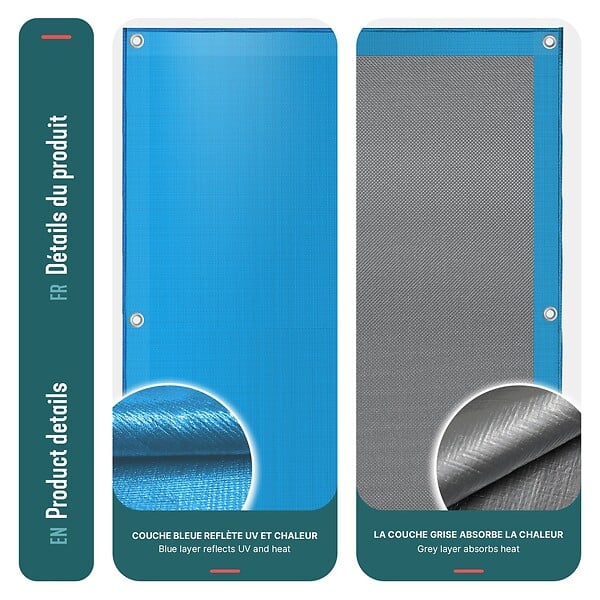 VOUNOT - Bache piscine rectangulaire en Polyethylene 160 gr/m2 4x8m Bleue foncé - large