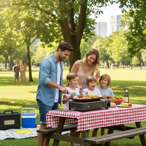 ALPENTECH - Barbecue à gaz Portable Réchaud Grill 1780W Butane Allumage Piezo + Mallette Camping ALPEN - large