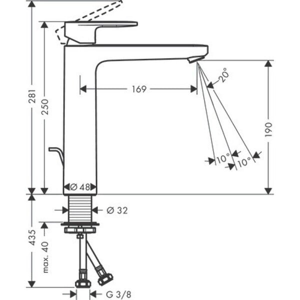 HANSGROHE - Mitigeur lavabo Vernis Blend 190 avec tirette et vidage synthétique Chromé + nettoyant Briochin - large