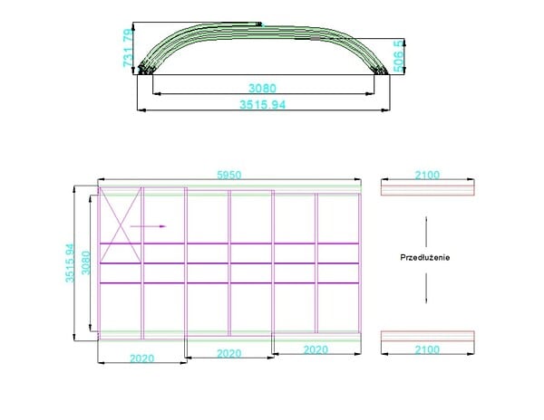 ALTANKA - Abri de piscine Horizon - 5.95x3.08 m - polycarbonate alvéolaire 8 mm - pour piscine BAS7305 - ECO305 - large