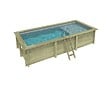 ALTANKA - Piscine hors sol en bois AQUA 6.1 x 2.85 - H.1.31 m avec plage, gris clair, fixations à visser - BAS7307OSPL2+PLA307 - vignette