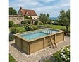 ALTANKA - Piscine hors sol en bois AQUA 6.1 x 2.85 - H.1.31 m avec plage, gris clair, fixations à visser - BAS7307OSPL2+PLA307 - vignette