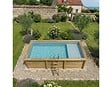 ALTANKA - Piscine hors sol en bois AQUA 6.1 x 2.85 - H.1.31 m avec plage, gris clair, fixations à visser - BAS7307OSPL2+PLA307 - vignette