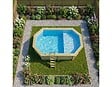 ALTANKA - Piscine hors sol en bois NEMO 5.79 x 3.49 - H.1.45 m avec plage, bleu pâle, cadre en métal - sans dalle - BAS7304OSPU+PLA304 - vignette
