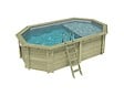 ALTANKA - Piscine hors sol en bois NEMO 5.79 x 3.49 - H.1.45 m avec plage, gris clair, fixations à sceller - BAS7304OSPI2+PLA304 - vignette