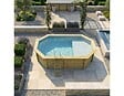 ALTANKA - Piscine hors sol en bois NEMO 5.79 x 3.49 - H.1.45 m avec plage, gris clair, fixations à sceller - BAS7304OSPI2+PLA304 - vignette