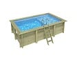 ALTANKA - Piscine hors sol en bois AQUA 4.65 x 2.85 - H.1.24 m avec plage, bleu pâle, fixations à sceller - BAS7306OSPI+PLA306 - vignette