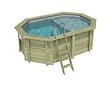 ALTANKA - Piscine hors sol en bois NEMO 4.3 x 3 - H.1.31 m avec plage, gris clair, fixations à visser - BAS7303OSPL2+PLA303 - vignette