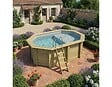 ALTANKA - Piscine hors sol en bois NEMO 4.3 x 3 - H.1.31 m avec plage, gris clair, fixations à visser - BAS7303OSPL2+PLA303 - vignette