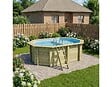 ALTANKA - Piscine hors sol en bois NEMO 4.3 x 3 - H.1.31 m avec plage, bleu pâle, fixations à visser - BAS7303OSPL+PLA303 - vignette