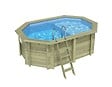 ALTANKA - Piscine hors sol en bois NEMO 4.3 x 3 - H.1.31 m avec plage, bleu pâle, cadre en métal - sans dalle - BAS7303OSPU+PLA303 - vignette